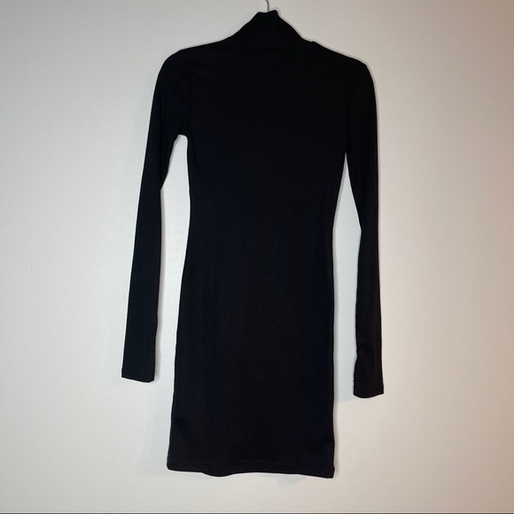 Black Ribbed Bodycon Mini Dress Size M - Picture 3 of 8
